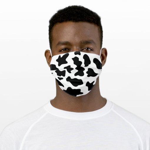 Black and White Cow Print Fun Adult Cloth Face Mask | Zazzle