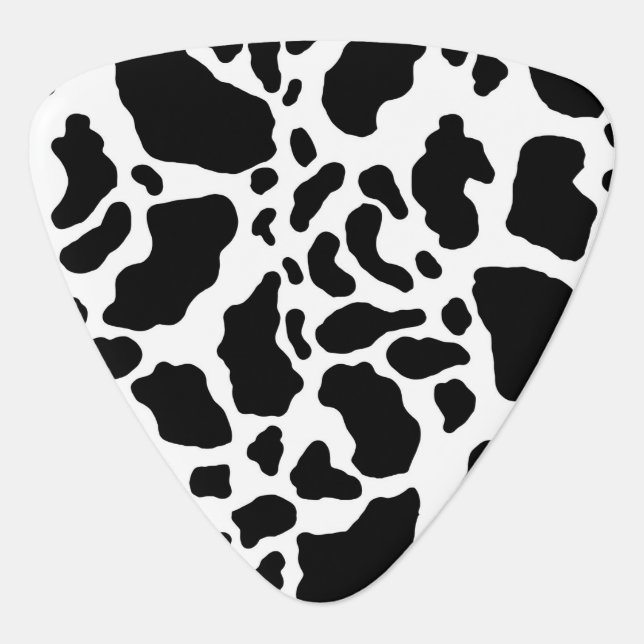 Black and White Cow Print Guitar Pick (Front)