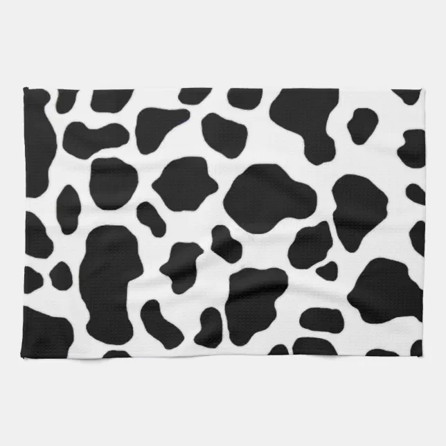 black and white cow print kitchen towel | Zazzle