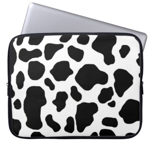Black and white cow print laptop sleeve