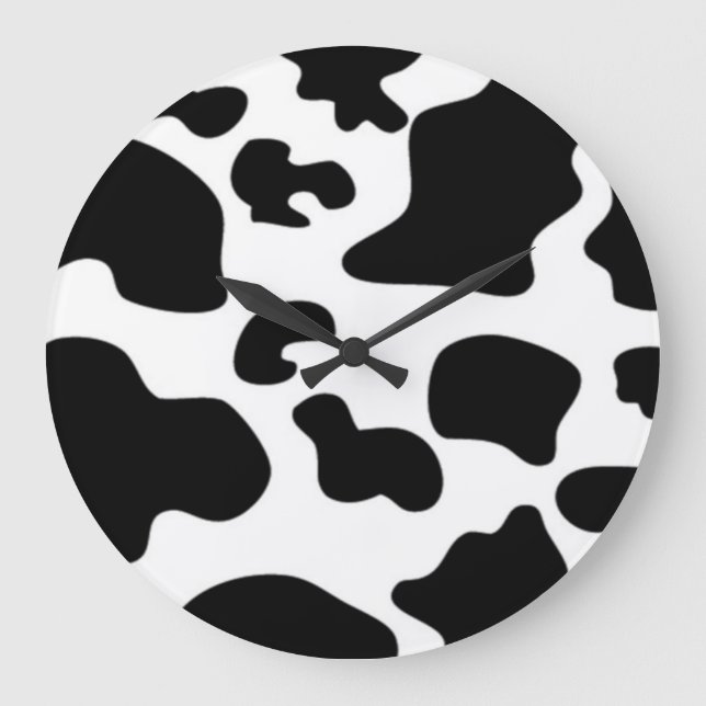 Black and White Cow print Large Clock (Front)