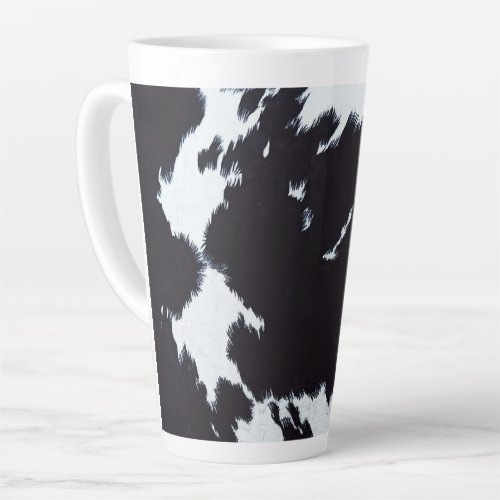 Black and white cow print latte mug