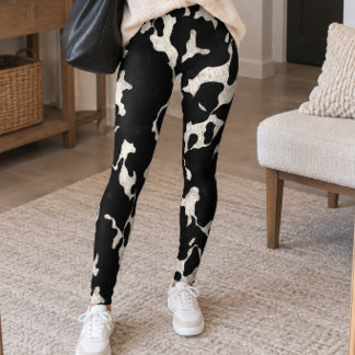 Black and White Cow Print Leggings