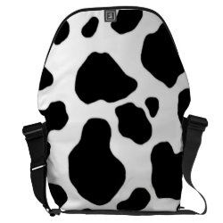 black and white cow print messenger bag