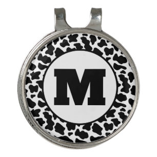 Black And White Cow Print Monogram Golf Hat Clip