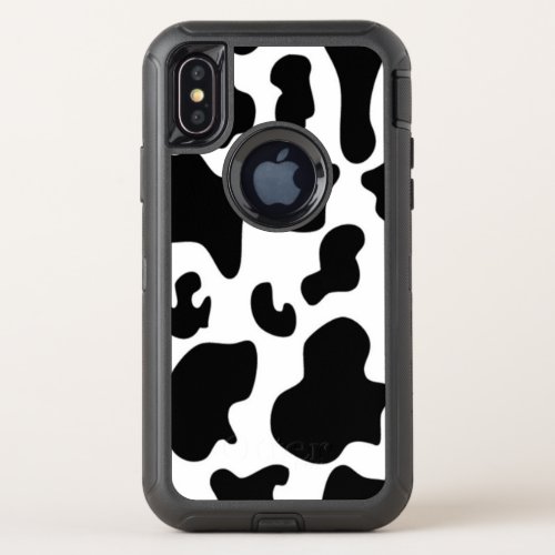 Black and White Cow print OtterBox Defender iPhone X Case