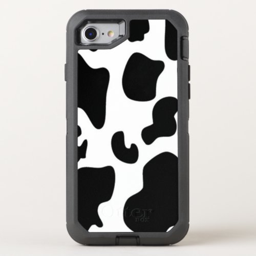 Black and White Cow print OtterBox Defender iPhone SE87 Case