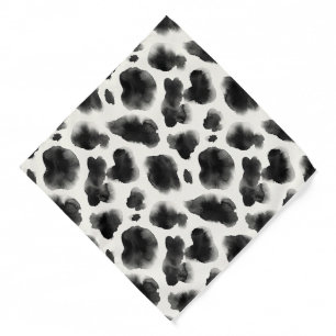 Black and White Cow Print Pattern Bandana
