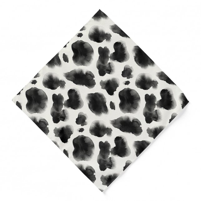 Black and White Cow Print Pattern Bandana (Front)