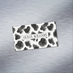 Black and White Cow Print Pattern Business Card Magnet