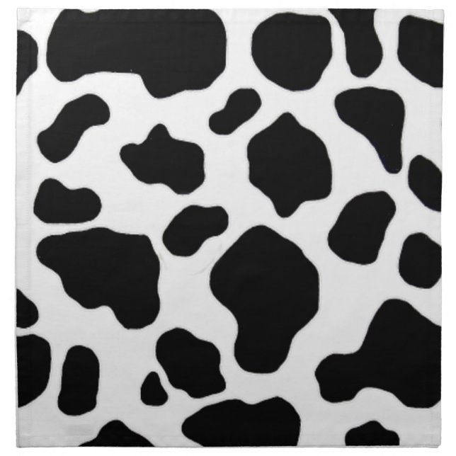 black and white cow print pattern cloth napkin (Front)