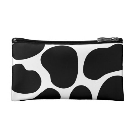 Black And White Cow Print Pattern. Cosmetic Bag