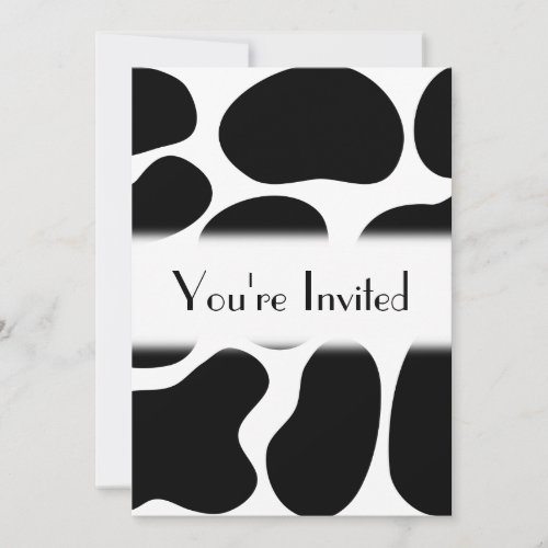 Black and White Cow Print Pattern. Invitation