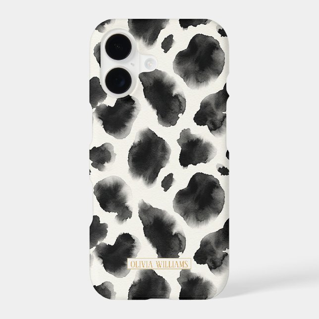 Black and White Cow Print Pattern iPhone Case (Back)
