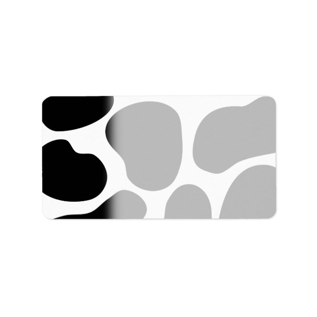 Black and White Cow Print Pattern. Label (Front)