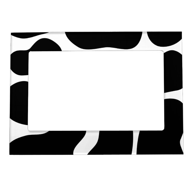 Black and White Cow Print Pattern. Magnetic Photo Frame (Front)