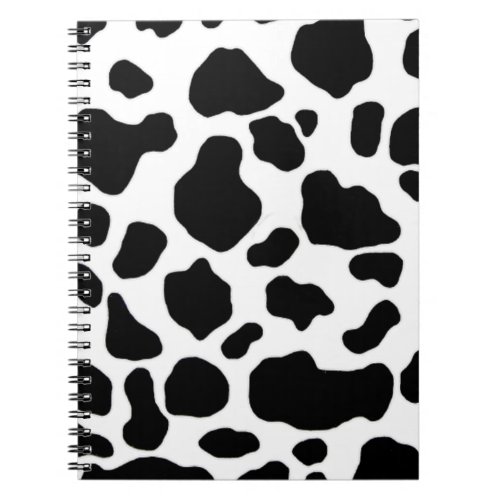 black and white cow print pattern notebook