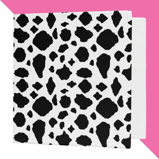 Black and White Cow Print Pattern Spots 3 Ring Binder