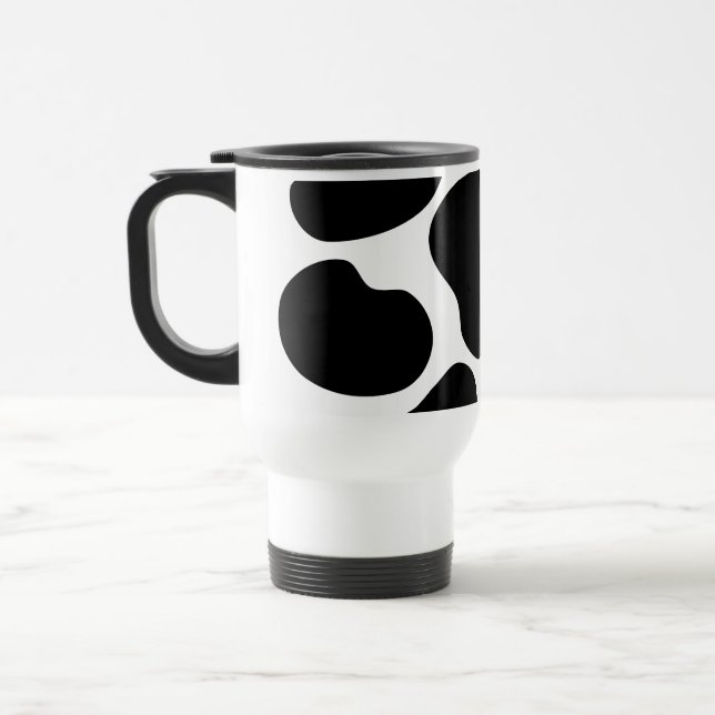 Black and White Cow Print Pattern. Travel Mug (Left)