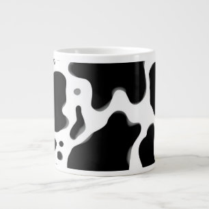 Black and White Cow Print Pattern Trendy Animal Giant Coffee Mug