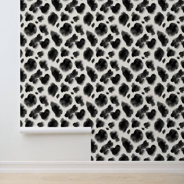 Black and White Cow Print Pattern Wallpaper (Application)