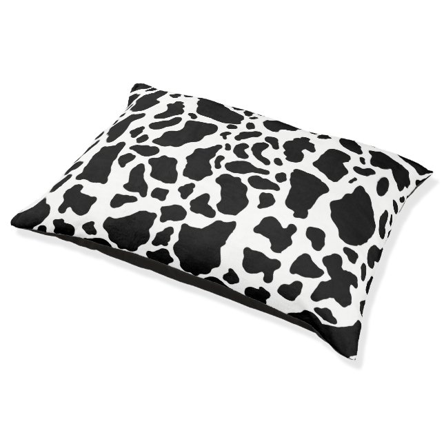 Black and White Cow Print Pet Bed (Angled)