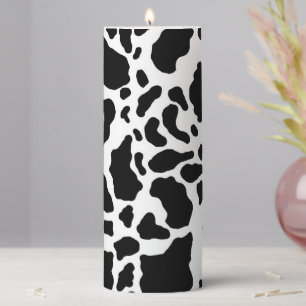 Black and White Cow Print Pillar Candle