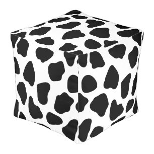 Black And White Cow Print Pouf