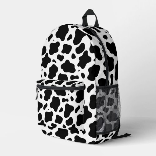 Black and White Cow Print Printed Backpack