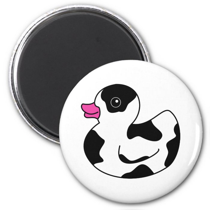 Black and White Cow Print Rubber Duck Refrigerator Magnet