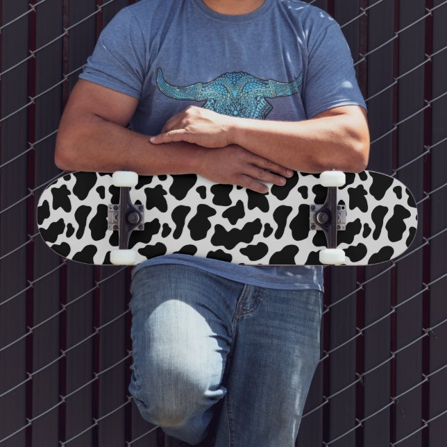 Black And White Cow Print Skateboard (Outdoor 3)