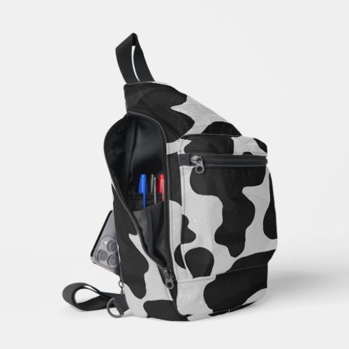 Black and White Cow Print Sling Bag