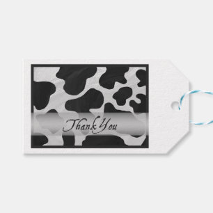 Black and White Cow Print Thank You Gift Tags