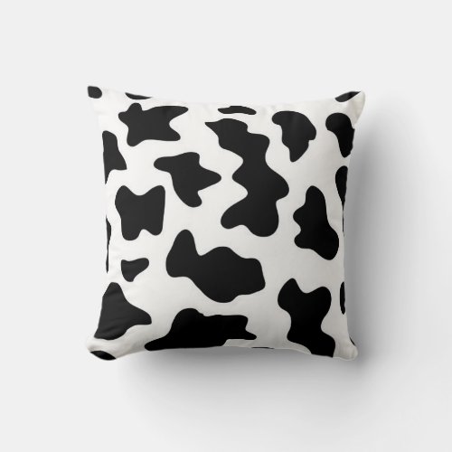 Black and White Cow Print Throw Pillow