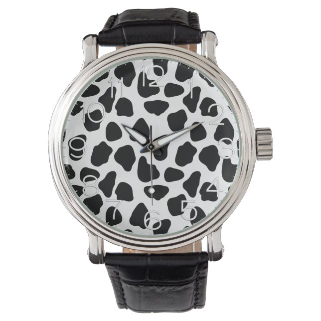 Black And White Cow Print Watch (Front)