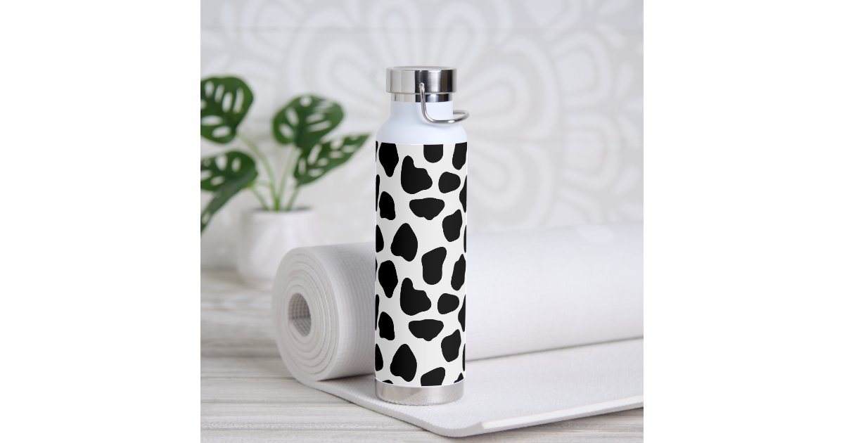 Black and White Cow Print Water Bottle Zazzle