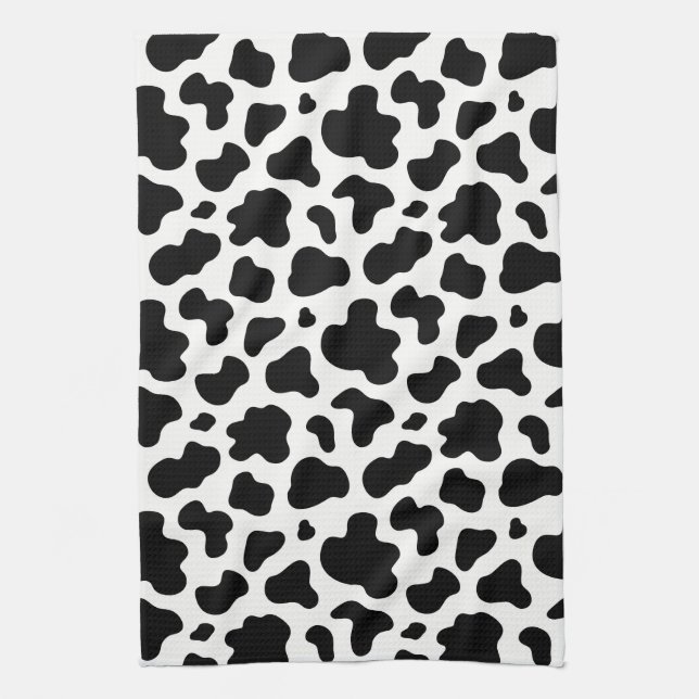 Black And White Cow Print Western Cowboy Southern Kitchen Towel (Vertical)
