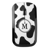 Black and White Cow Print with Custom Monogram Wireless Mouse (Front)