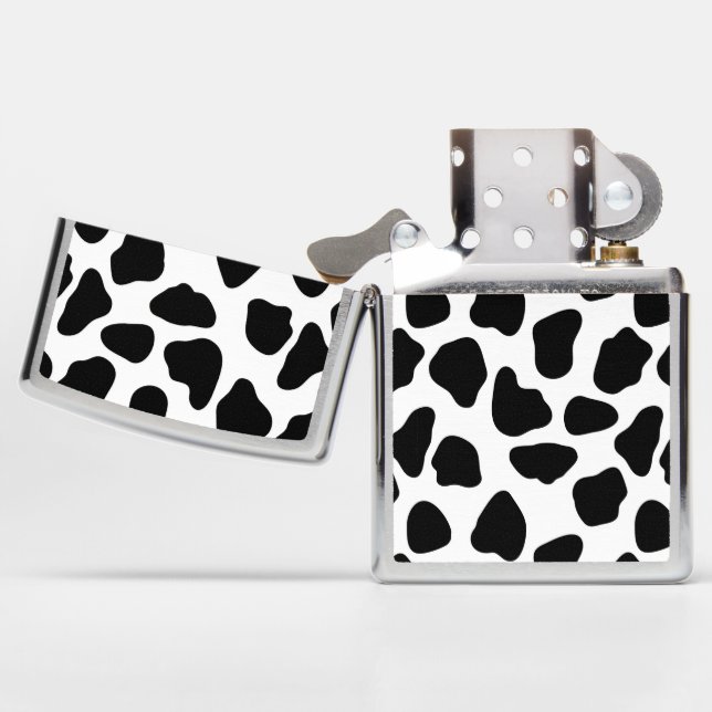 Black And White Cow Print Zippo Lighter (Opened)