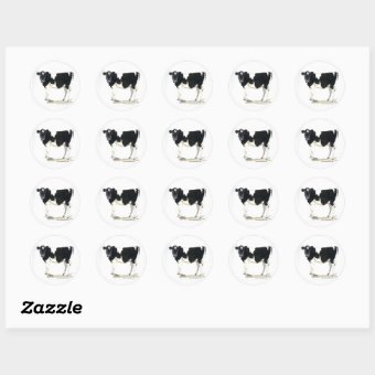Vector Cow Round Sticker black and white cow round sticker | Zazzle