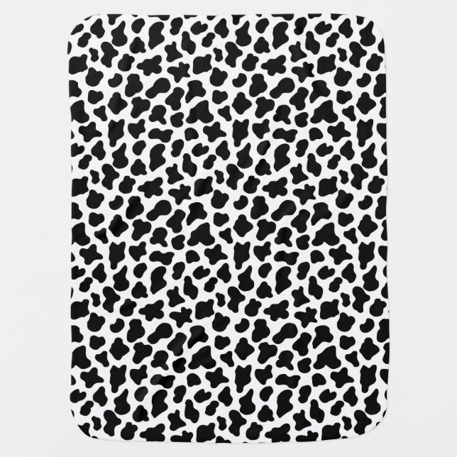 Black and white cow skin pattern baby blanket (Front)