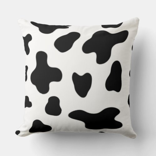 Black and White Cow Skin Pattern  Throw Pillow