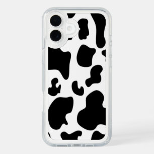 Black and White Cow iPhone 16 Plus Case
