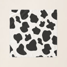 Black and white cow spots chiffon scarf or square