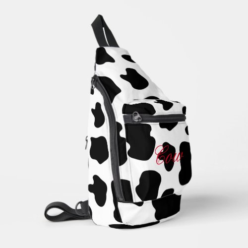 Black and white cow spots crossbody sling bag