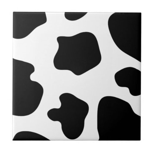 Black and white cow spots custom square ceramic tile