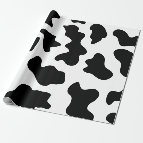 Black And White Cow Spots Fur Print  Wrapping Paper