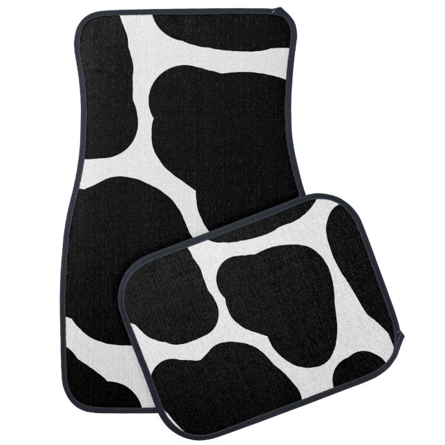 Black and White Cow Spots Pattern  Car Floor Mat (Set)