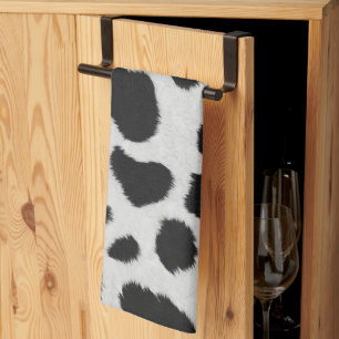 Black and white cow spots pattern fur texture kitchen towel
