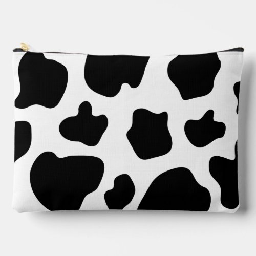 Black and white cow spots pattern large accessory pouch